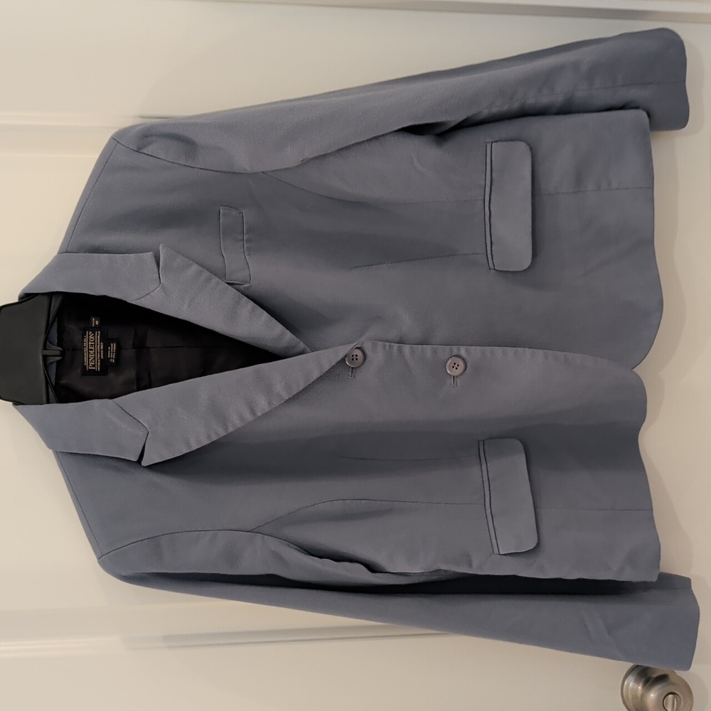 Pendleton Gray Blue Wool Blazer Preppy Career Office Academia Professional